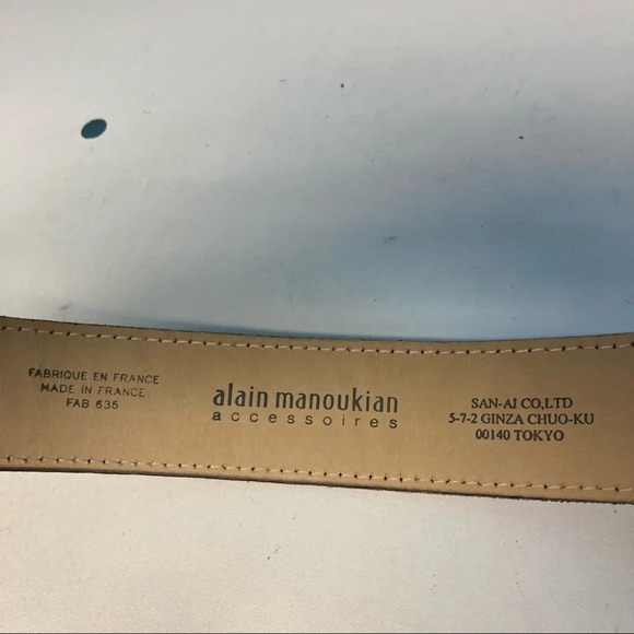 ALAIN MANOUKIAN Sz 80/32 Split  Leather Belt Made in France 1.25” wide - Picture 3 of 7